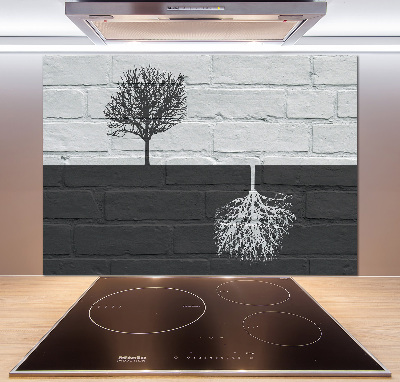 Spatscherm keuken Bomen op de muur