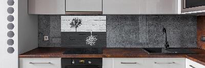 Spatscherm keuken Bomen op de muur