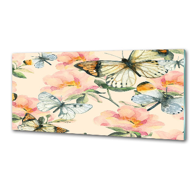 Panel do kuchni Motyle i kwiaty