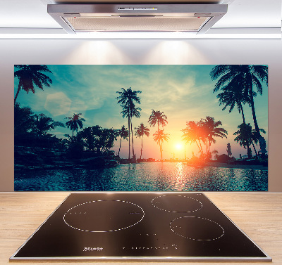 Spatscherm keuken Palm Sunset