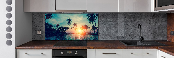 Spatscherm keuken Palm Sunset