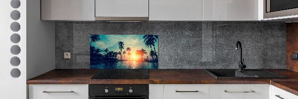 Spatscherm keuken Palm Sunset
