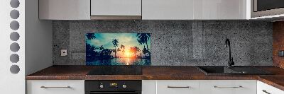 Spatscherm keuken Palm Sunset