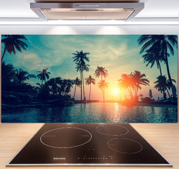 Spatscherm keuken Palm Sunset
