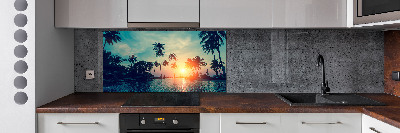 Spatscherm keuken Palm Sunset