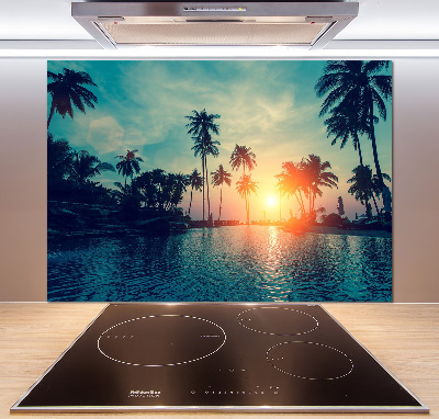 Spatscherm keuken Palm Sunset