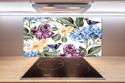 Keuken achterwand Bloemen en vogels