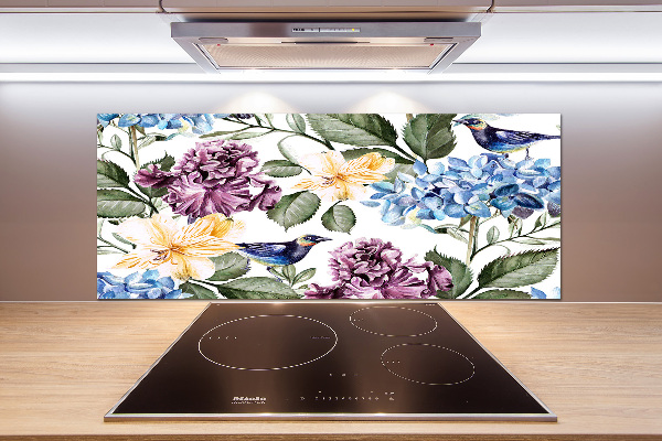 Keuken achterwand Bloemen en vogels