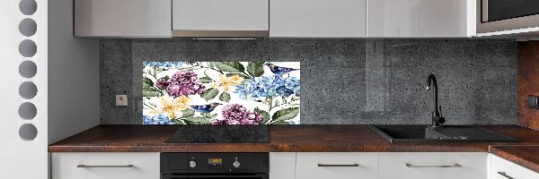Keuken achterwand Bloemen en vogels