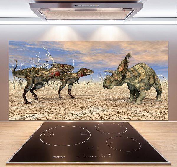 Spatscherm keuken Dinosaurussen