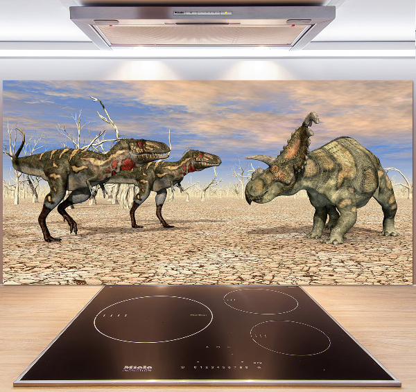 Spatscherm keuken Dinosaurussen