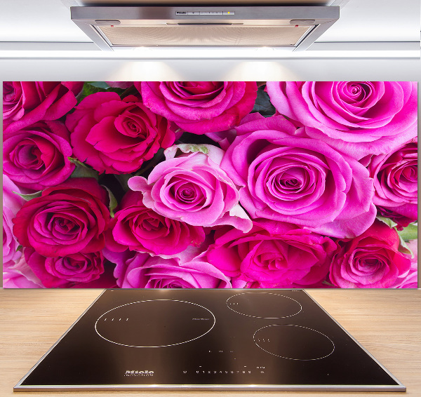 Spatscherm keuken Boeket roze rozen