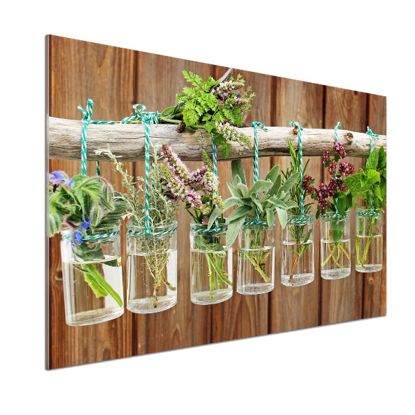 Spatplaat keuken Kruiden in potjes