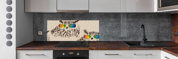 Spatplaat keuken Uilen met een bril