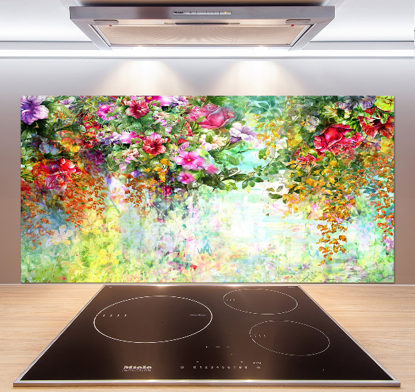 Achterwand keuken Veelkleurige bloemen