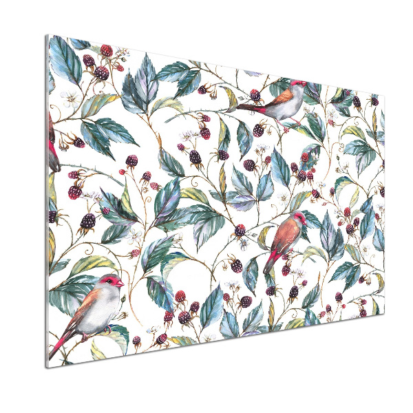 Achterwand keuken Braambessen en vogels