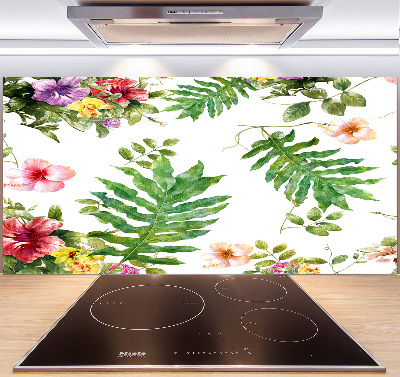 Spatscherm keuken Bloemenpatroon