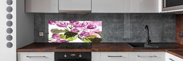 Glazen achterwand keuken Bloemenpatroon