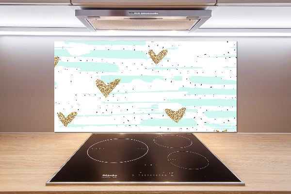 Spatscherm keuken Achtergrond met gouden hartjes