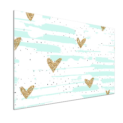 Spatscherm keuken Achtergrond met gouden hartjes