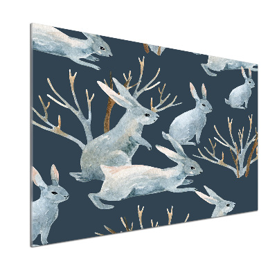 Panel dekor szkło Króliki zimą