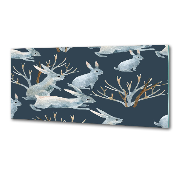 Panel dekor szkło Króliki zimą