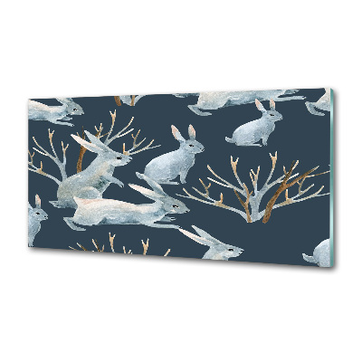 Panel dekor szkło Króliki zimą