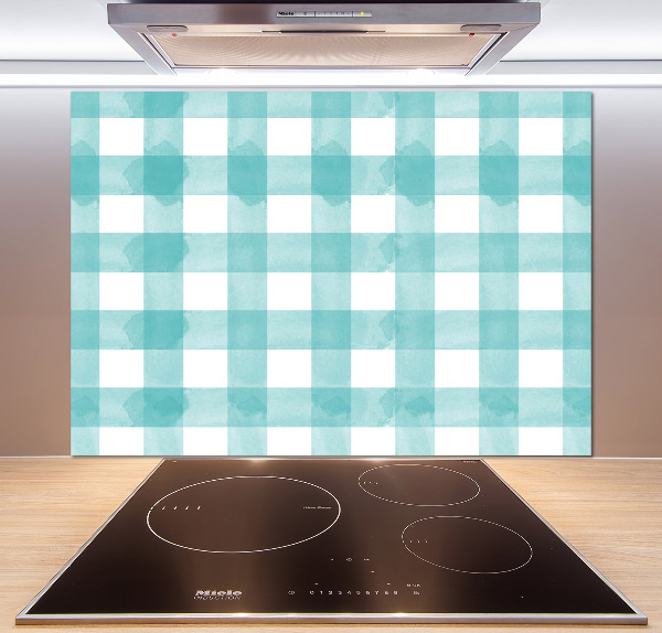 Glazen achterwand keuken Blauw geblokt