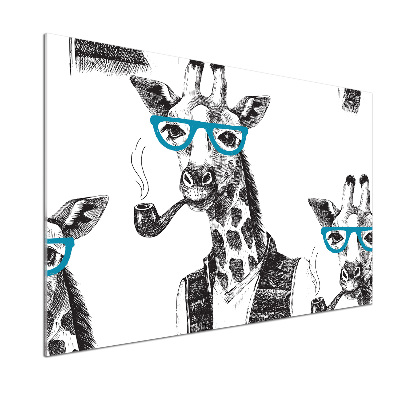 Glazen achterwand keuken Giraffe met bril