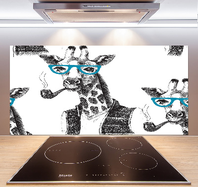Glazen achterwand keuken Giraffe met bril