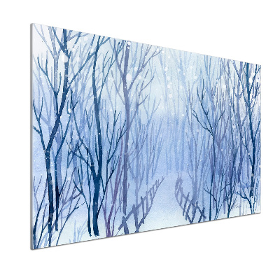 Glazen achterwand keuken Bos in de winter