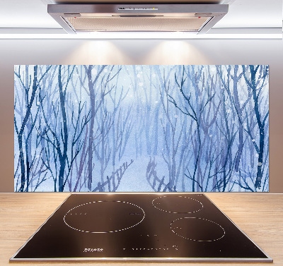 Glazen achterwand keuken Bos in de winter