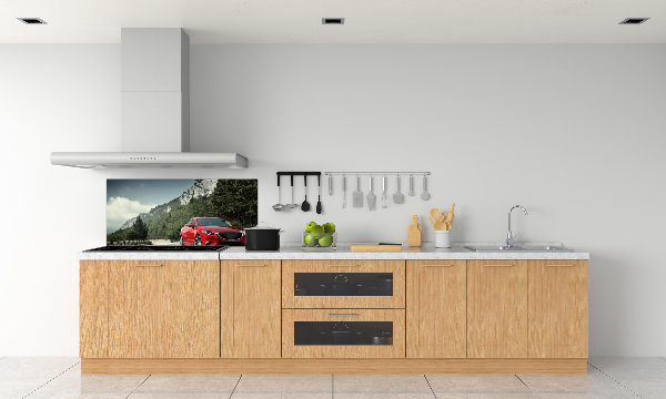 Glazen achterwand keuken Auto in de bergen