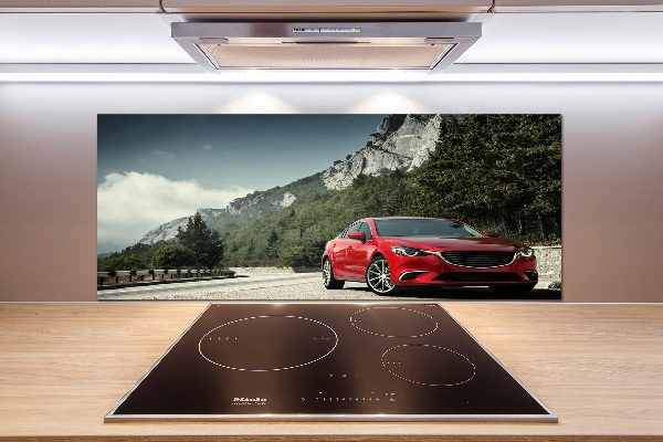 Glazen achterwand keuken Auto in de bergen