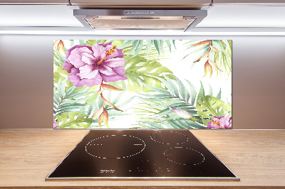 Spatplaat keuken Hawaiiaanse bloemen