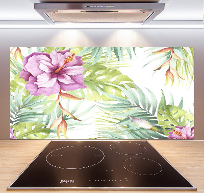 Spatplaat keuken Hawaiiaanse bloemen
