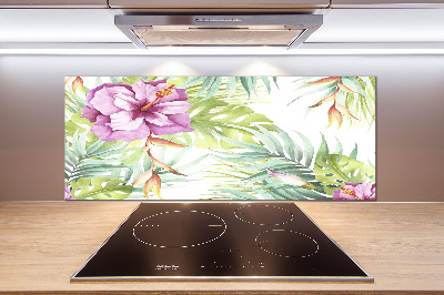Spatplaat keuken Hawaiiaanse bloemen