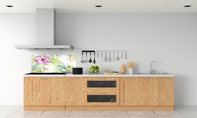 Spatplaat keuken Hawaiiaanse bloemen