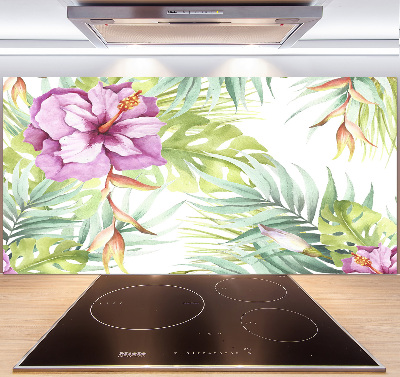 Spatplaat keuken Hawaiiaanse bloemen
