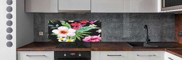 Glazen achterwand keuken Hawaiiaanse bloemen