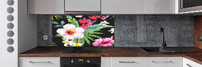 Glazen achterwand keuken Hawaiiaanse bloemen