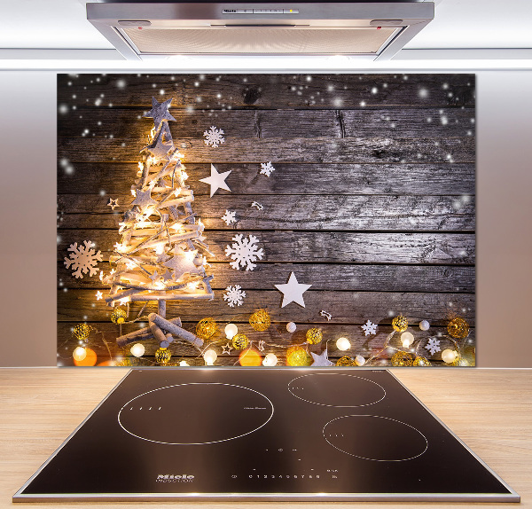 Achterwand keuken Verlichte kerstboom