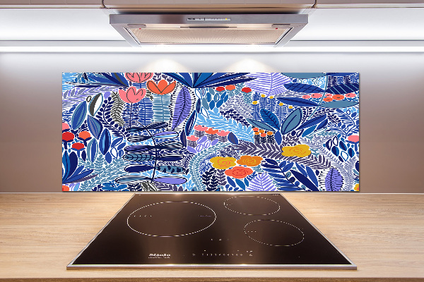 Spatscherm keuken Bloemenpatroon