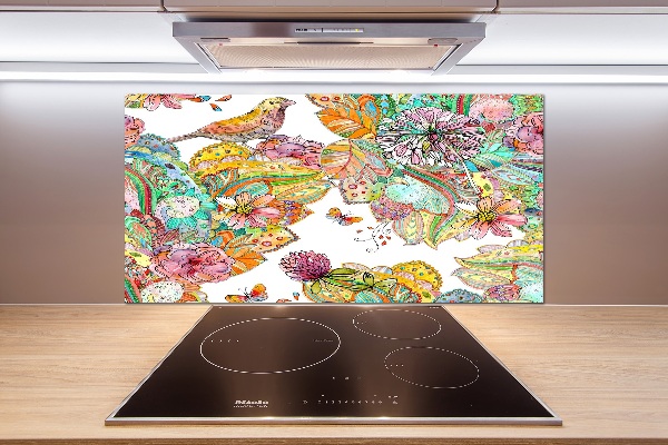 Panel do kuchni Ptak i ornamenty