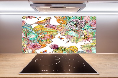 Panel do kuchni Ptak i ornamenty