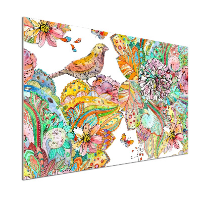 Glazen achterwand keuken Vogel en versieringen