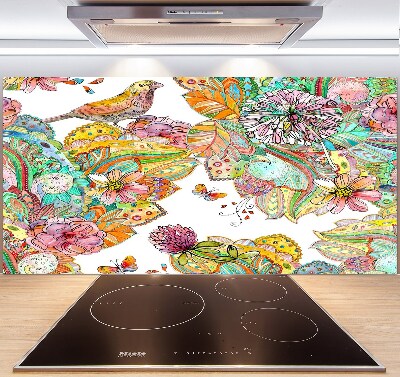 Panel do kuchni Ptak i ornamenty