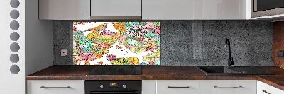 Glazen achterwand keuken Vogel en versieringen