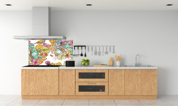 Glazen achterwand keuken Vogel en versieringen