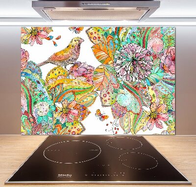 Glazen achterwand keuken Vogel en versieringen